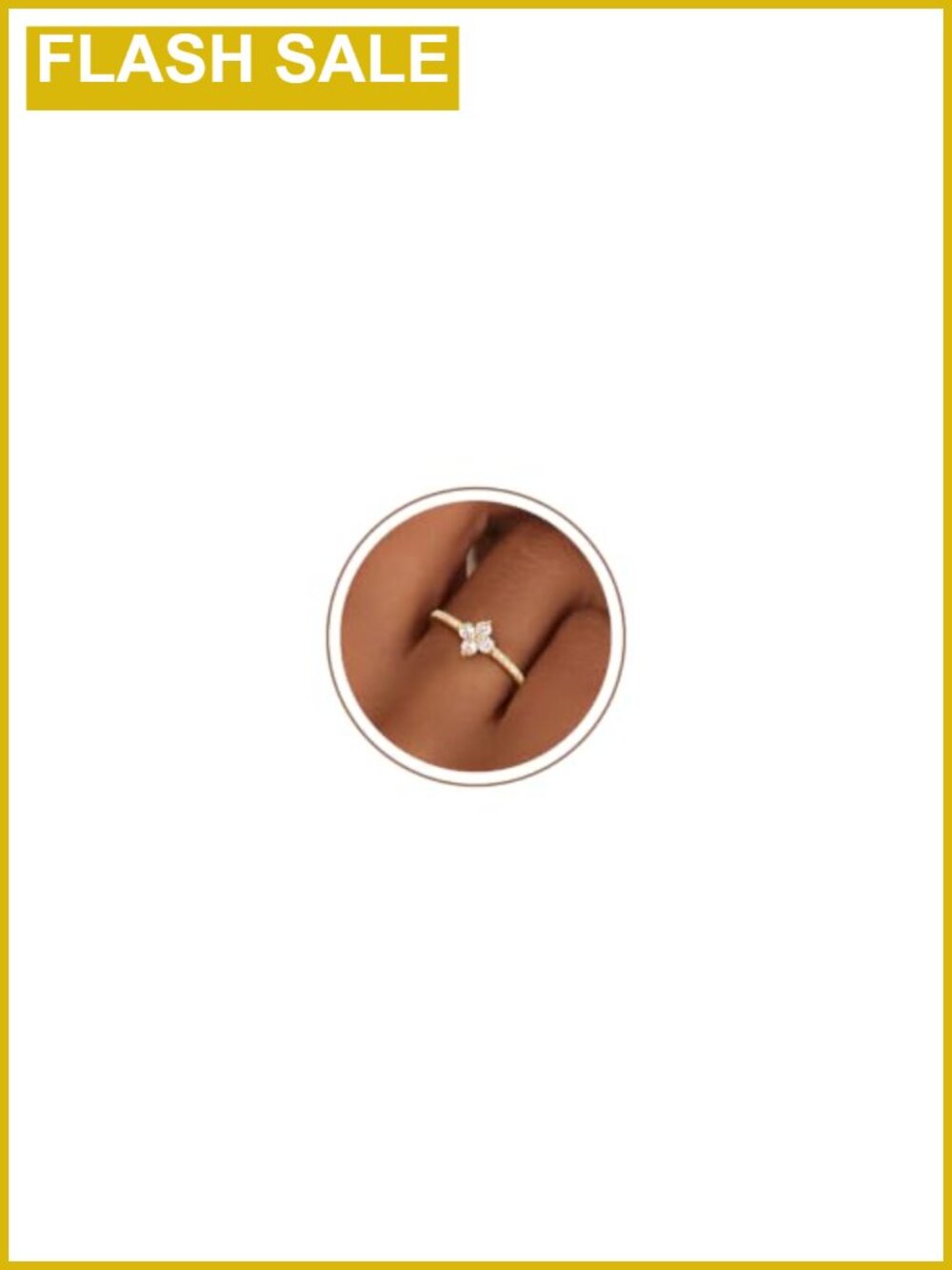 14k Gold Plated Stackable Birthstone Ring Simulated Diamond Clover